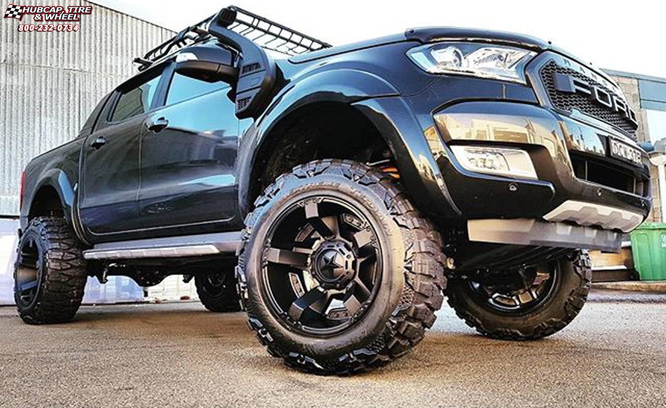 vehicle gallery/ford ranger wildtrak xd series xd811 rockstar 2  Satin Black and Black Inserts wheels and rims