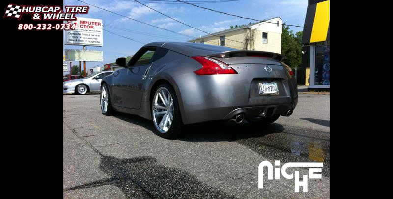 vehicle gallery/nissan 370z niche concourse m885 20x85  Matte Black/Chrome Stainless wheels and rims