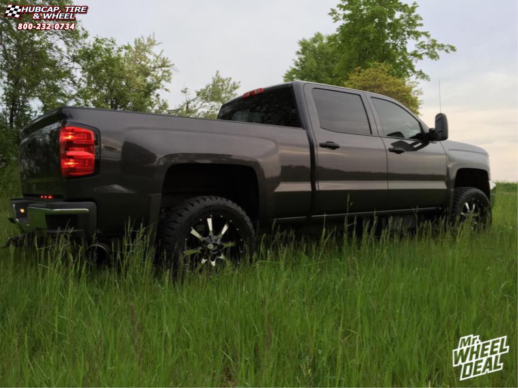 vehicle gallery/2014 chevrolet silverado 2500 hd moto metal mo970 20X9  Gloss Black Machined Face wheels and rims