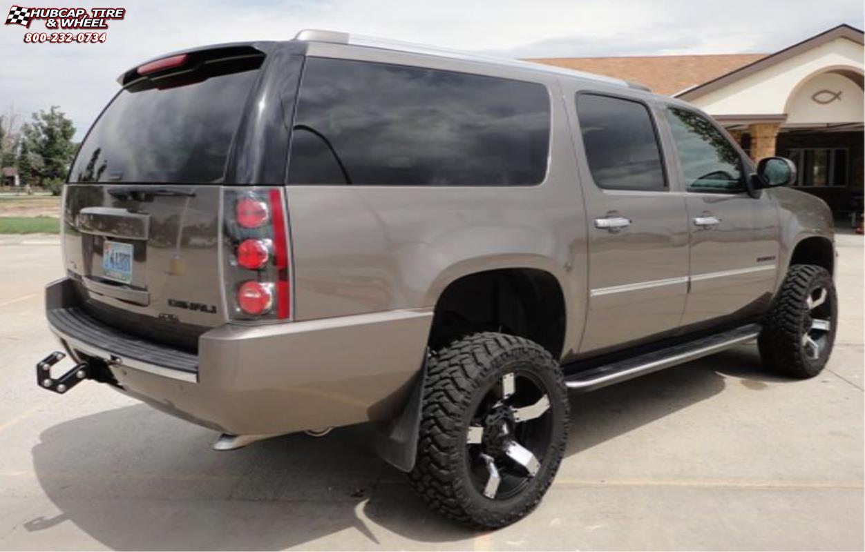 vehicle gallery/gmc yukon xd series xd811 rockstar 2  Satin Black Chrome Inserts wheels and rims