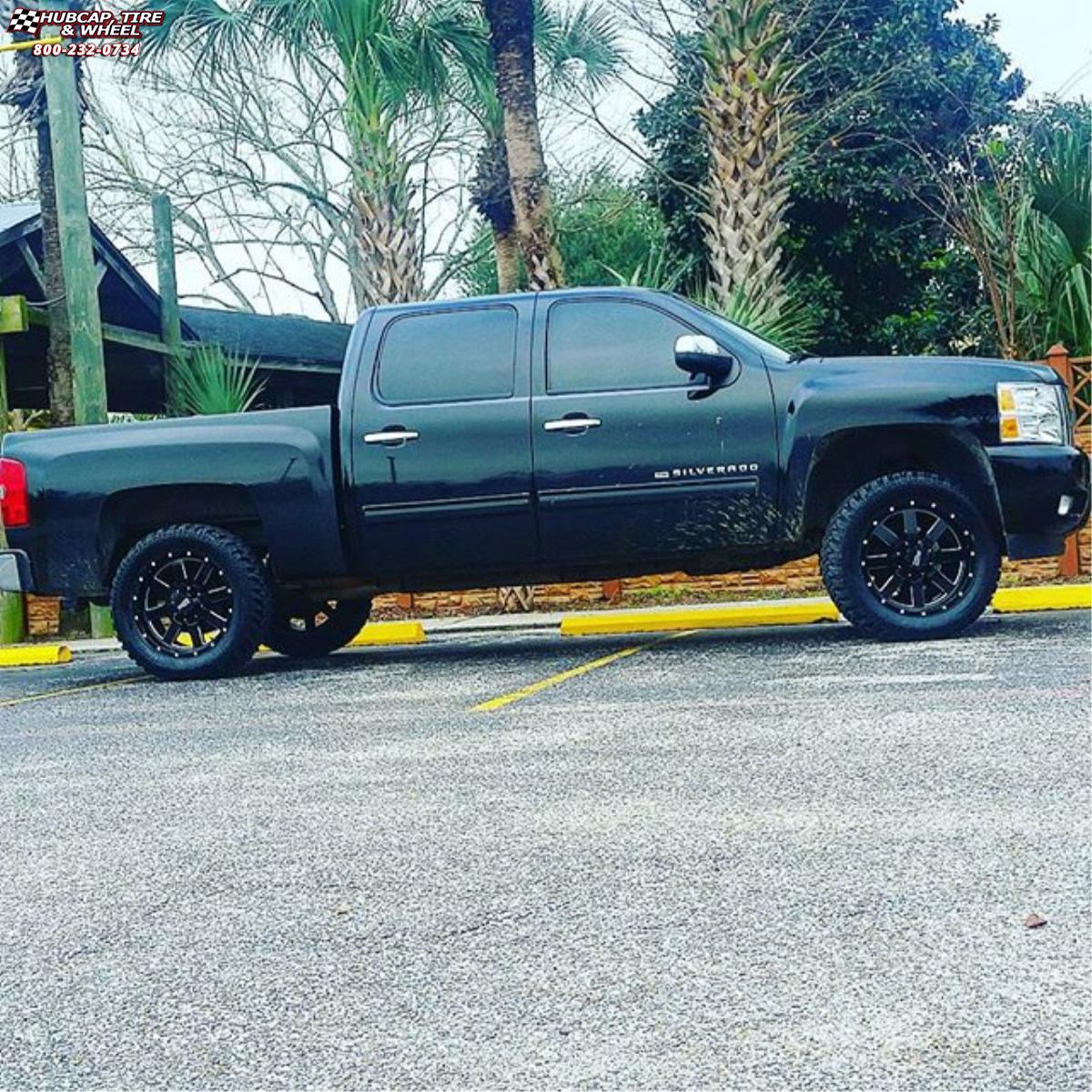 vehicle gallery/chevrolet silverado 1500 moto metal mo962  Gloss Black & Milled wheels and rims