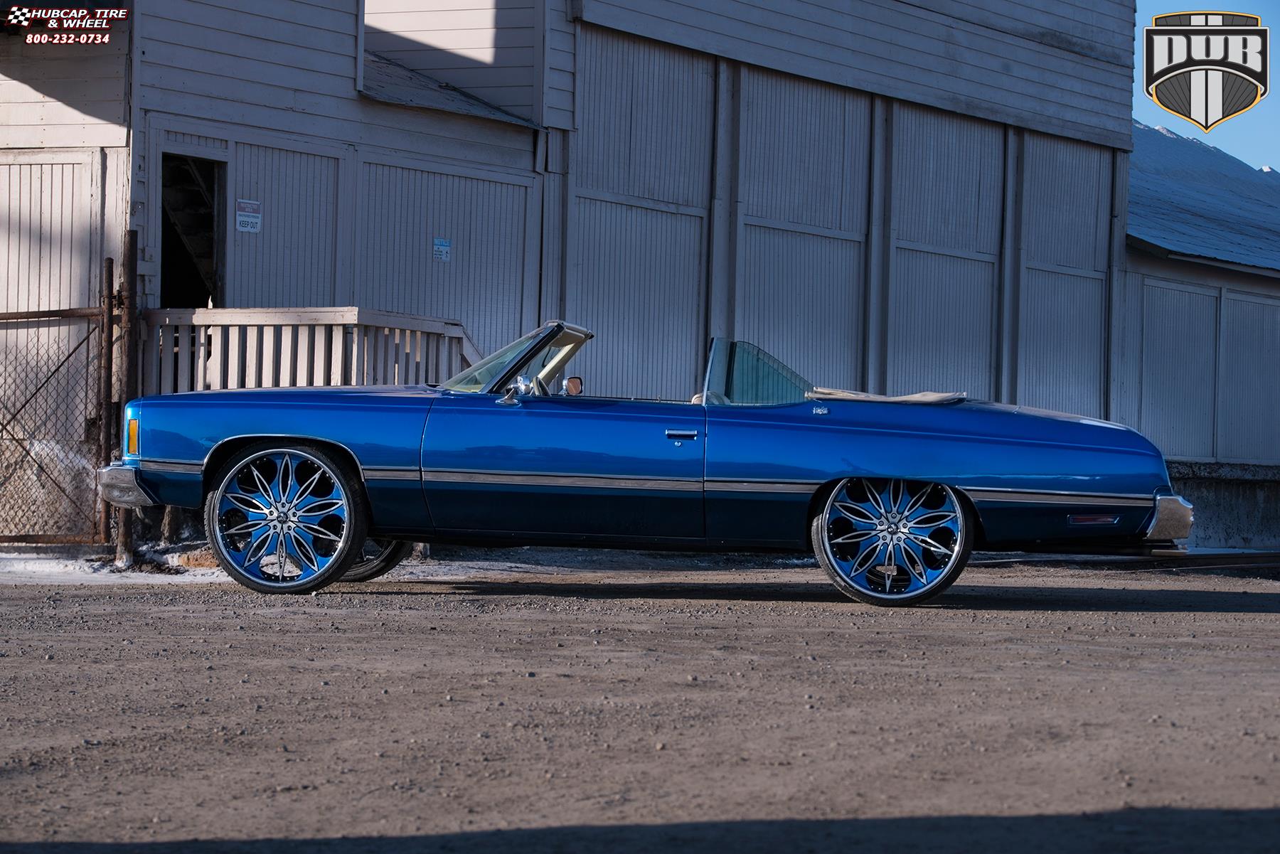 vehicle gallery/chevrolet caprice dub x89 trip 26X9  Brushed w/ black & blue accents, chrome lip wheels and rims