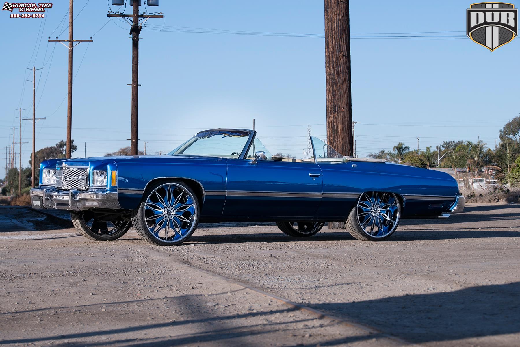 vehicle gallery/chevrolet caprice dub x89 trip 26X9  Brushed w/ black & blue accents, chrome lip wheels and rims