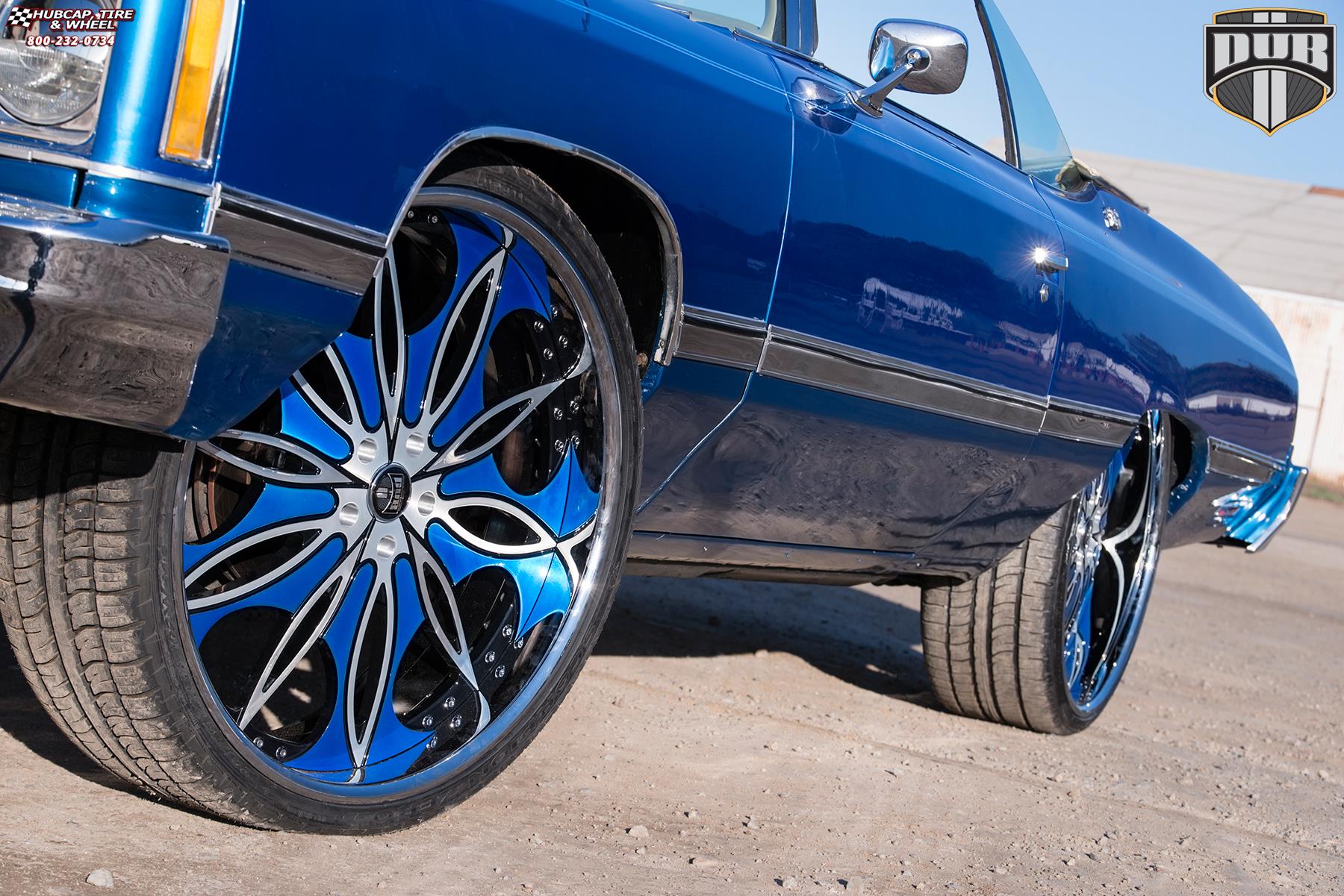 vehicle gallery/chevrolet caprice dub x89 trip 26X9  Brushed w/ black & blue accents, chrome lip wheels and rims