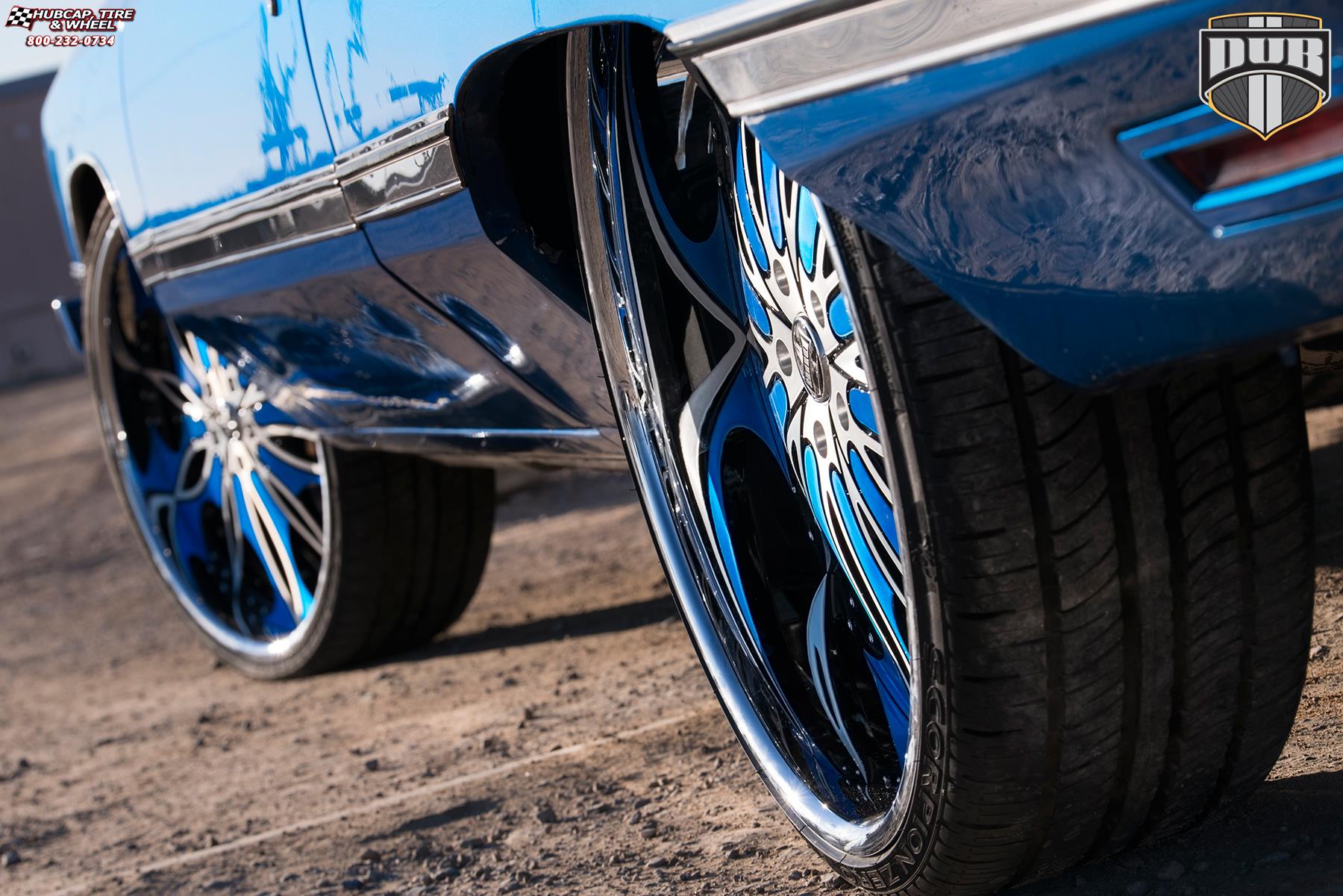 vehicle gallery/chevrolet caprice dub x89 trip 26X9  Brushed w/ black & blue accents, chrome lip wheels and rims