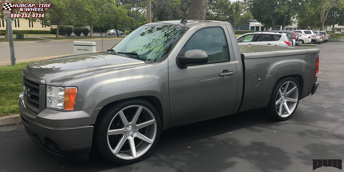 vehicle gallery/gmc sierra dub future s126 24X10  Brushed w/ Silver Windows wheels and rims