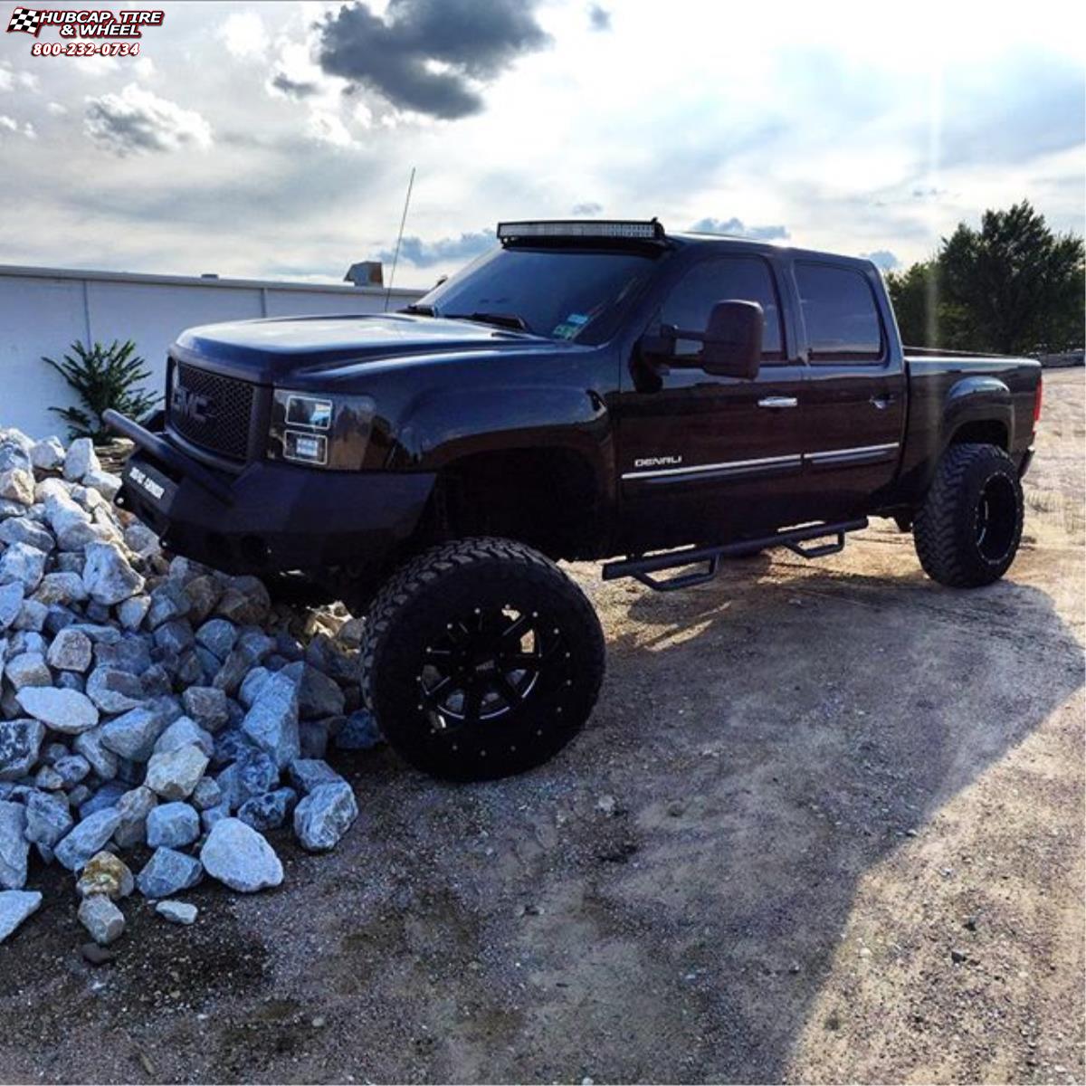 vehicle gallery/gmc sierra 2500 moto metal mo962  Gloss Black & Milled wheels and rims