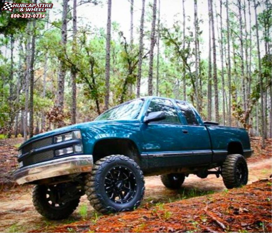 vehicle gallery/chevrolet silverado 1500 moto metal mo962  Gloss Black & Milled wheels and rims