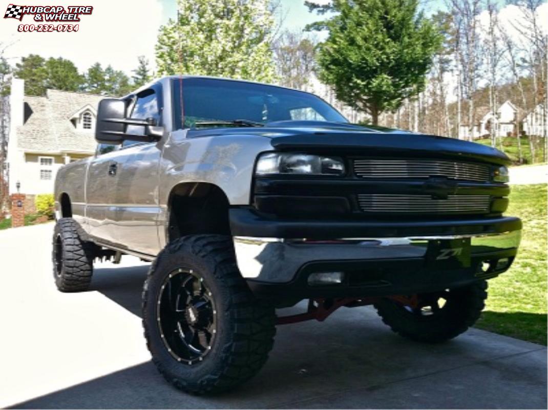 vehicle gallery/chevrolet silverado 2500 moto metal mo962  Gloss Black & Milled wheels and rims