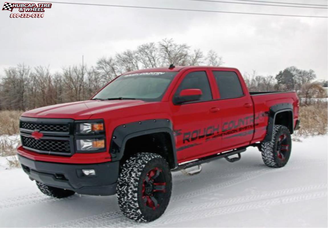 vehicle gallery/chevrolet silverado 2500 xd series xd811 rockstar 2  Red and Black Inserts wheels and rims