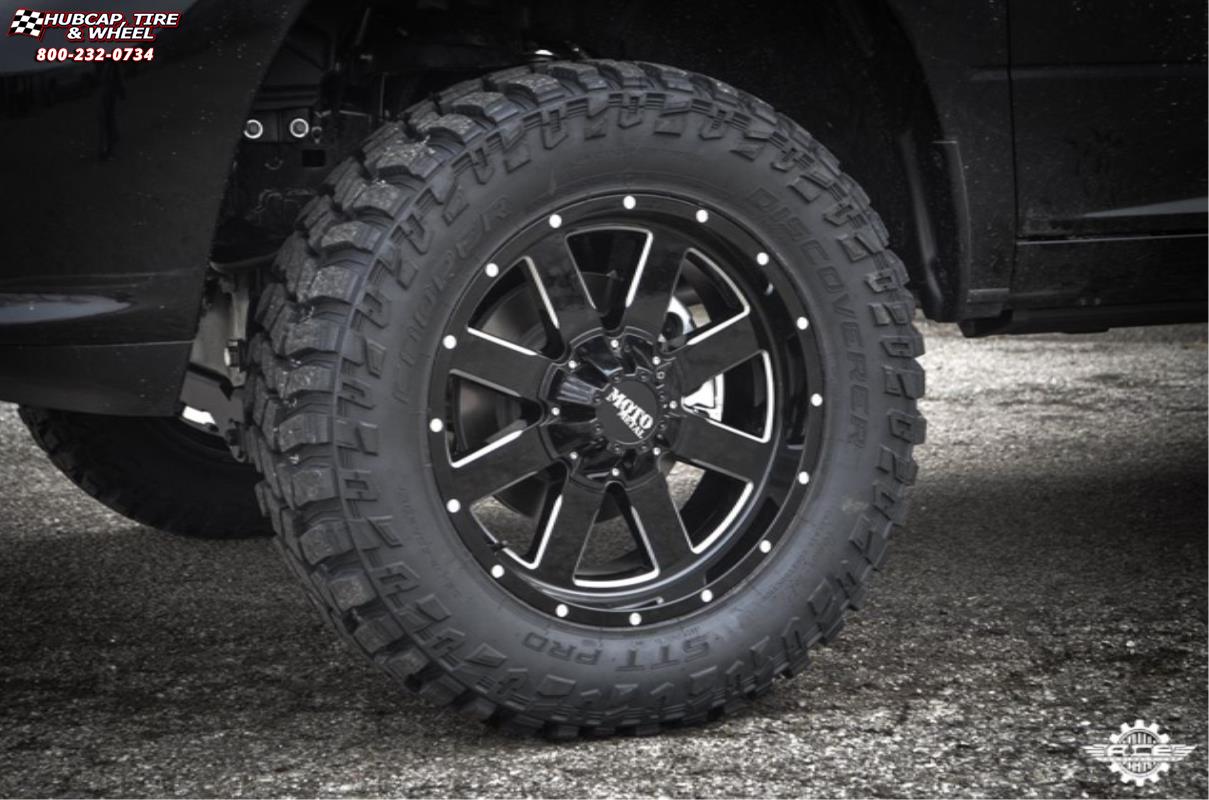 vehicle gallery/ram 1500 moto metal mo962  Gloss Black & Milled wheels and rims