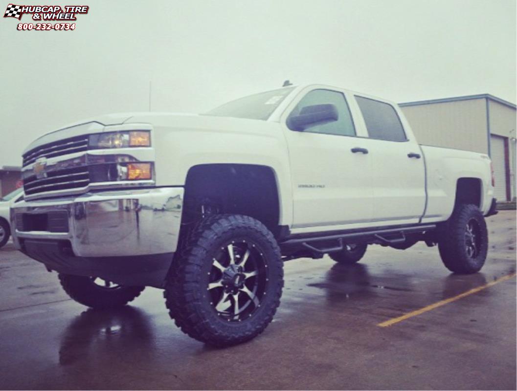 vehicle gallery/chevrolet silverado 1500 moto metal mo970  Gloss Black Machined Face wheels and rims