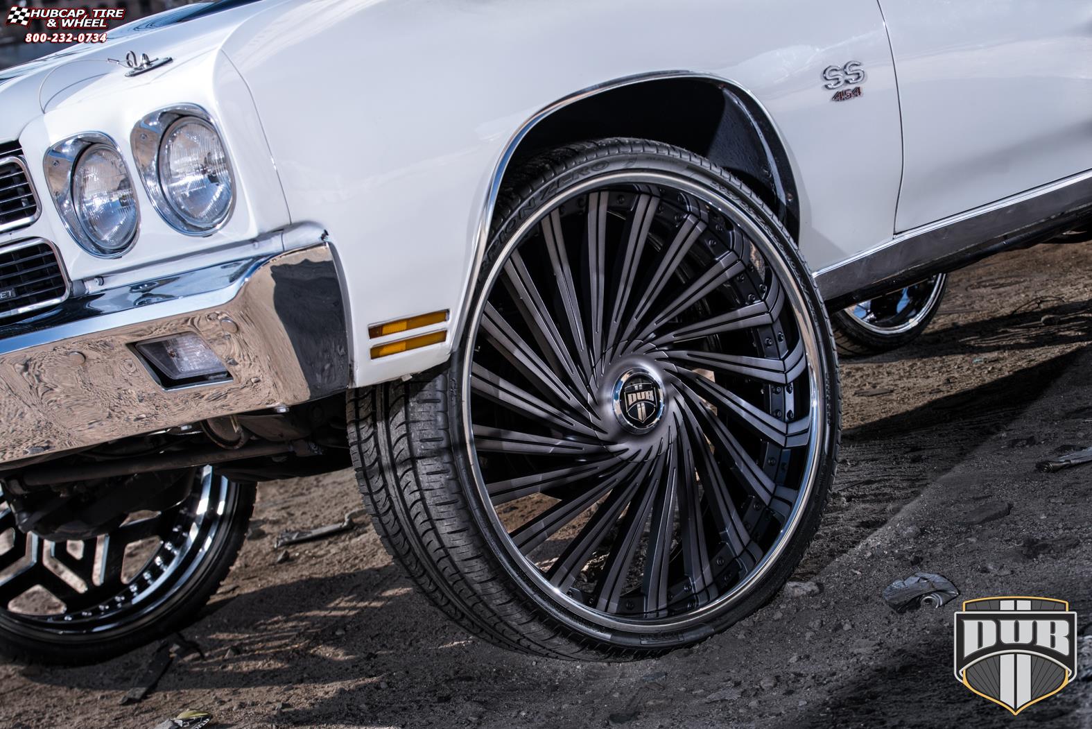 vehicle gallery/chevrolet chevelle dub dazed s241 26X9  Black & machined w/ DDT, chrome lip wheels and rims