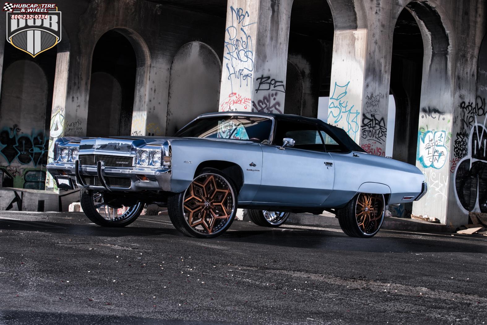 vehicle gallery/chevrolet impala dub x87 chron 26X9  Brushed w/ Louis V tint, chrome lip wheels and rims