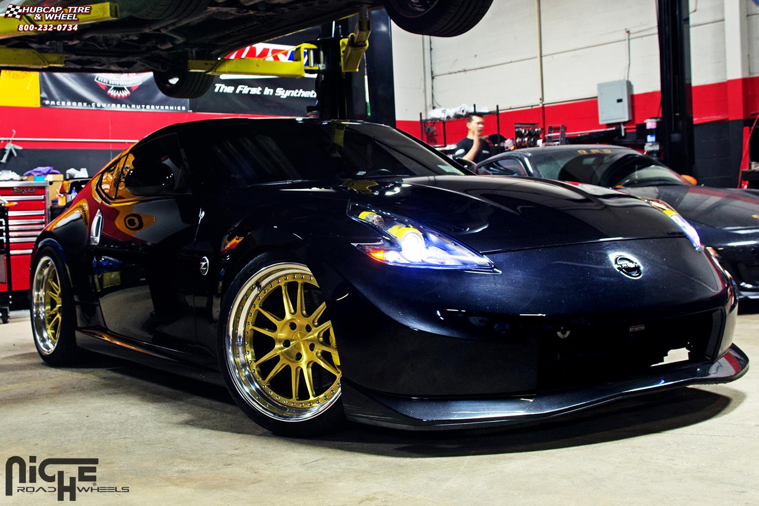 vehicle gallery/nissan 370z niche vicenza h72 20x9  Brushed with Chrome Lip wheels and rims