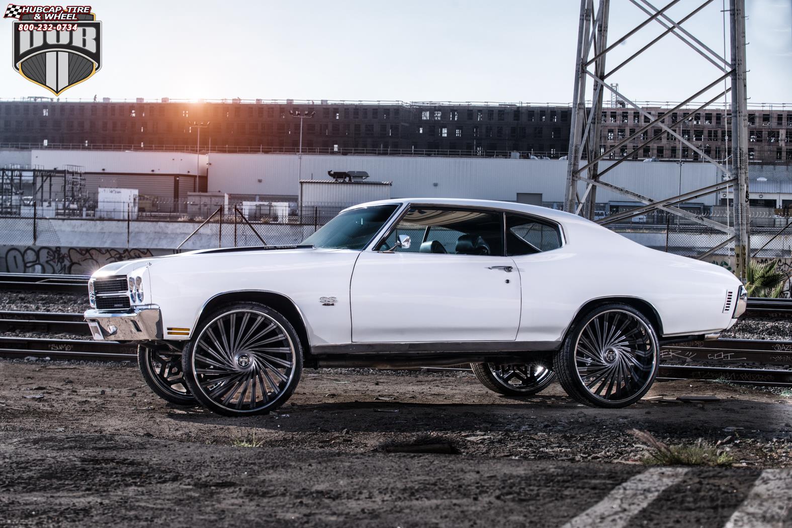 vehicle gallery/chevrolet chevelle dub dazed s241 26X9  Black & machined w/ DDT, chrome lip wheels and rims