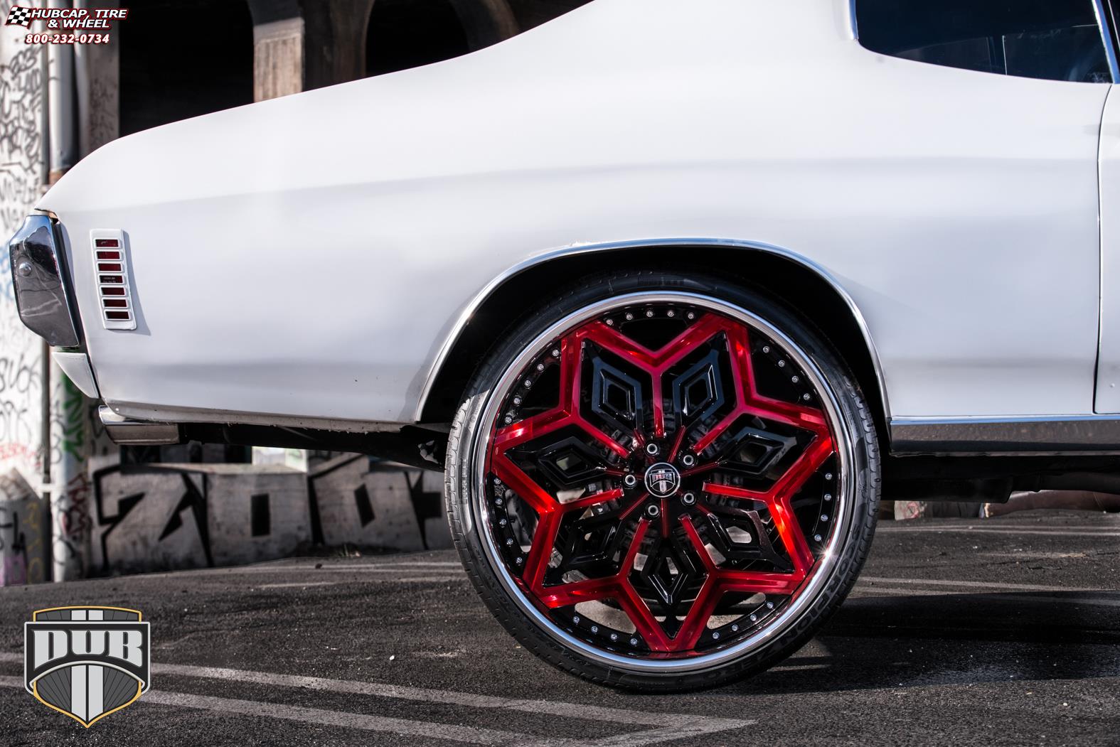 vehicle gallery/chevrolet chevelle dub x87 chron 26X9  Red w/ black accents, chrome lip wheels and rims