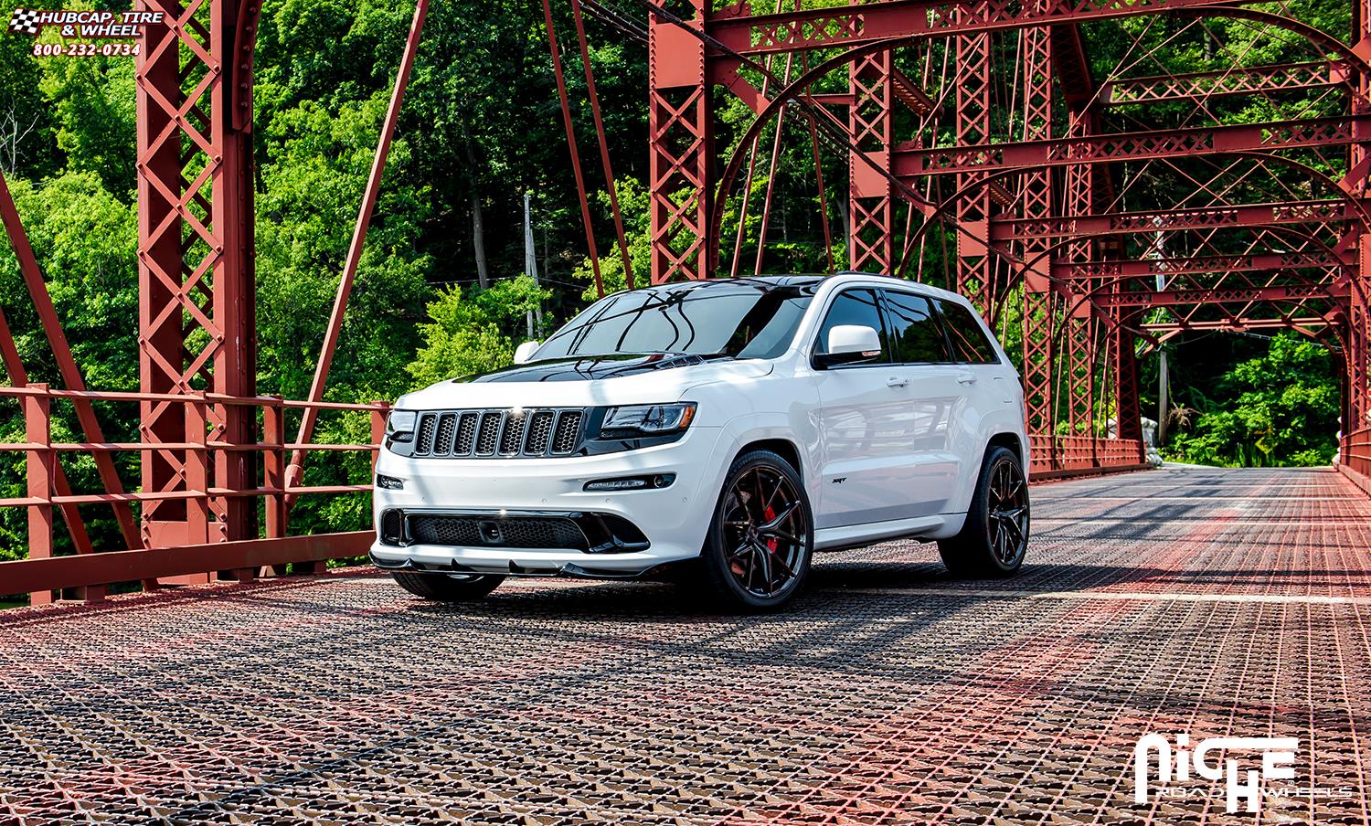 vehicle gallery/jeep cherokee srt8 niche misano 22x105  Candy Black wheels and rims