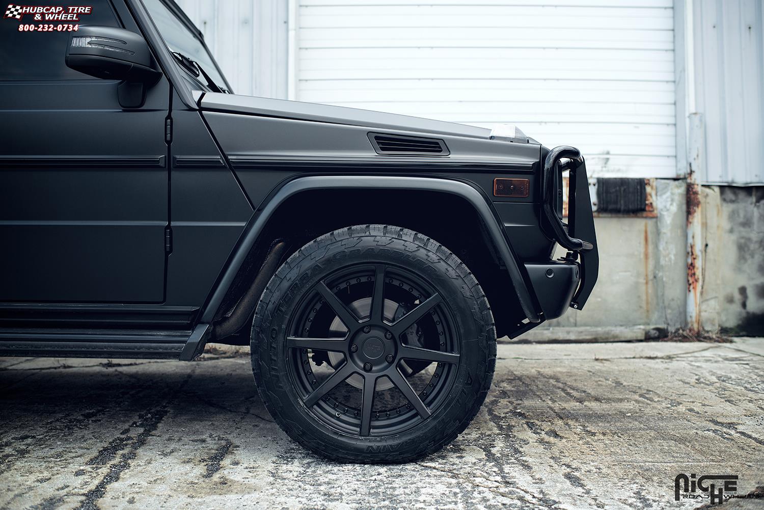 vehicle gallery/mercedes benz g63 niche nyx 20x10  Matte Black Face & Lip, Gloss Black Windows wheels and rims