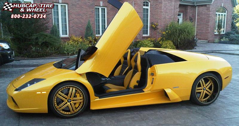 vehicle gallery/lamborghini murcielago dub x 11 19X8.5  Black w/ Yellow Accents wheels and rims