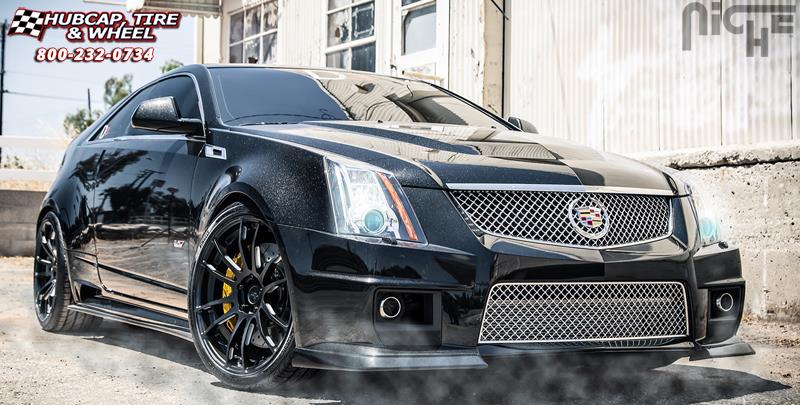 vehicle gallery/cadillac cts v d3 edition niche kickback 20x9  Brushed Double Dark Tint, Milled | Matte Clear wheels and rims