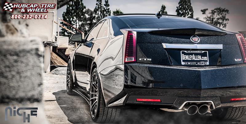 vehicle gallery/cadillac cts v d3 edition niche kickback 20x9  Brushed Double Dark Tint, Milled | Matte Clear wheels and rims