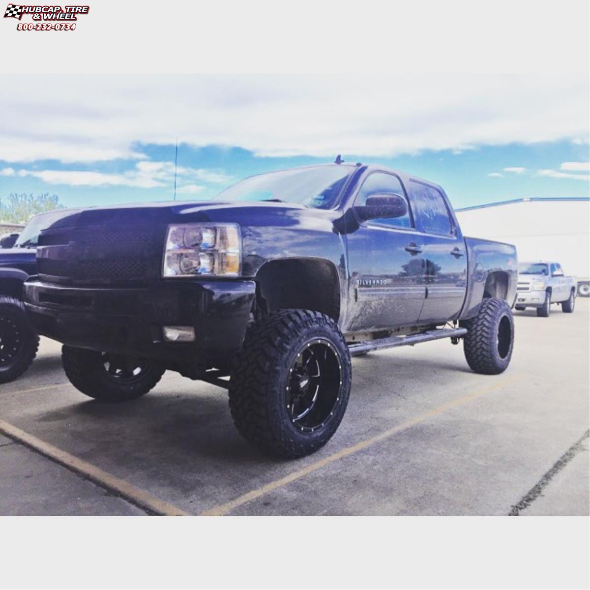 vehicle gallery/chevrolet silverado 1500 moto metal mo962  Gloss Black & Milled wheels and rims