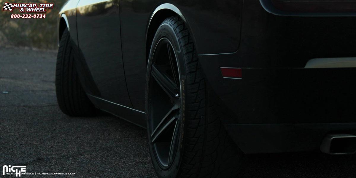 vehicle gallery/dodge challenger niche apex m126 20x85  Black & Machined with Dark Tint wheels and rims