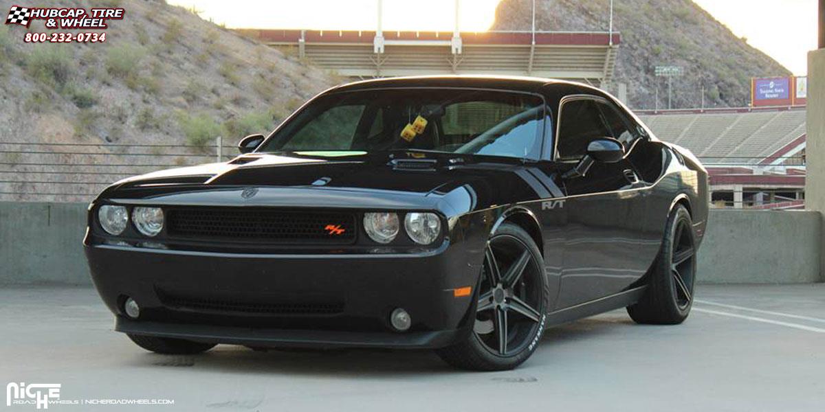 vehicle gallery/dodge challenger niche apex m126 20x85  Black & Machined with Dark Tint wheels and rims