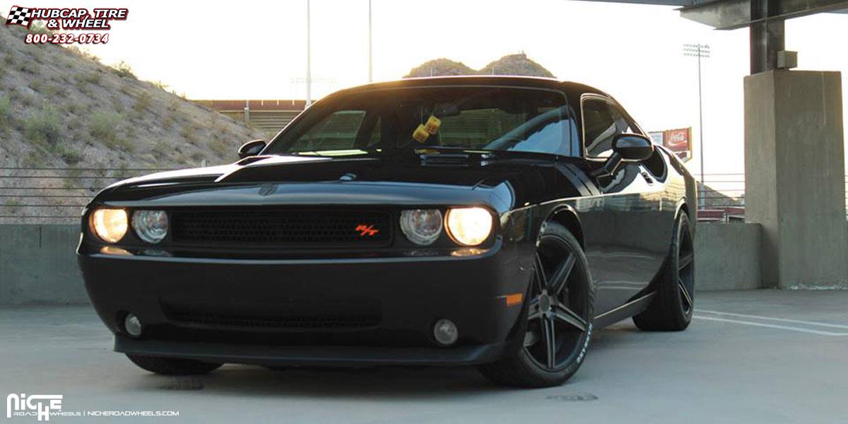 vehicle gallery/dodge challenger niche apex m126 20x85  Black & Machined with Dark Tint wheels and rims