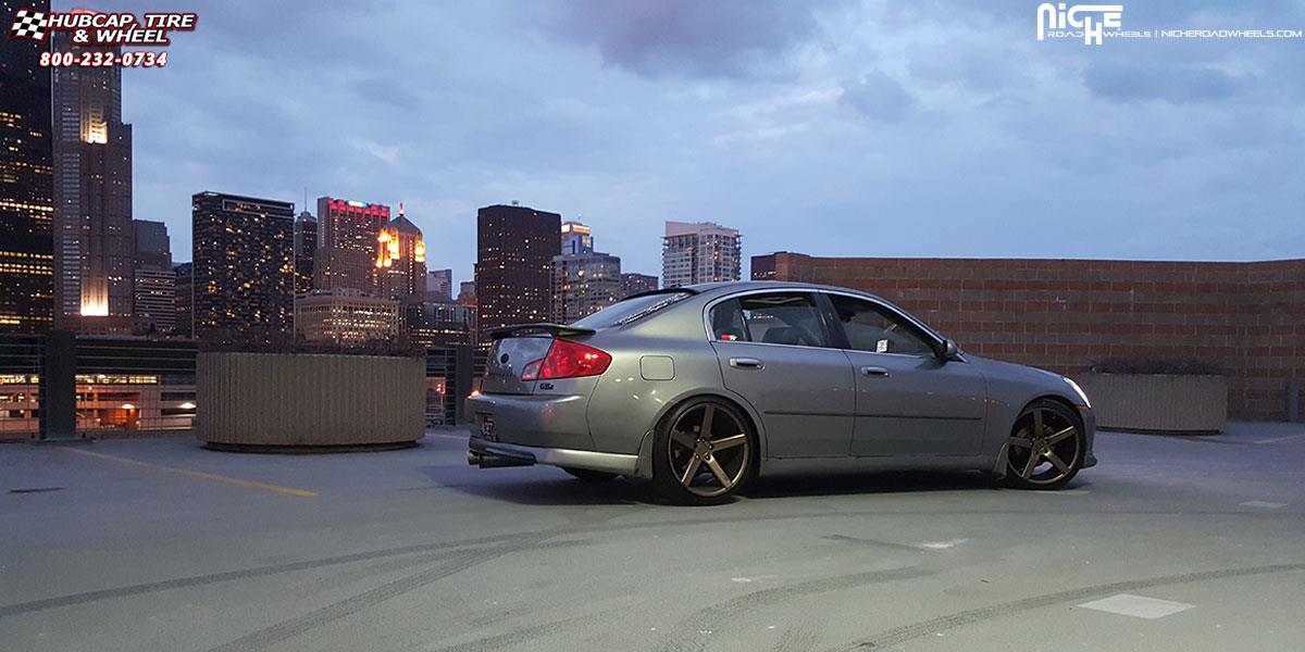 vehicle gallery/infiniti g35 niche milan m134 20x85  Black & Machined with Dark Tint wheels and rims