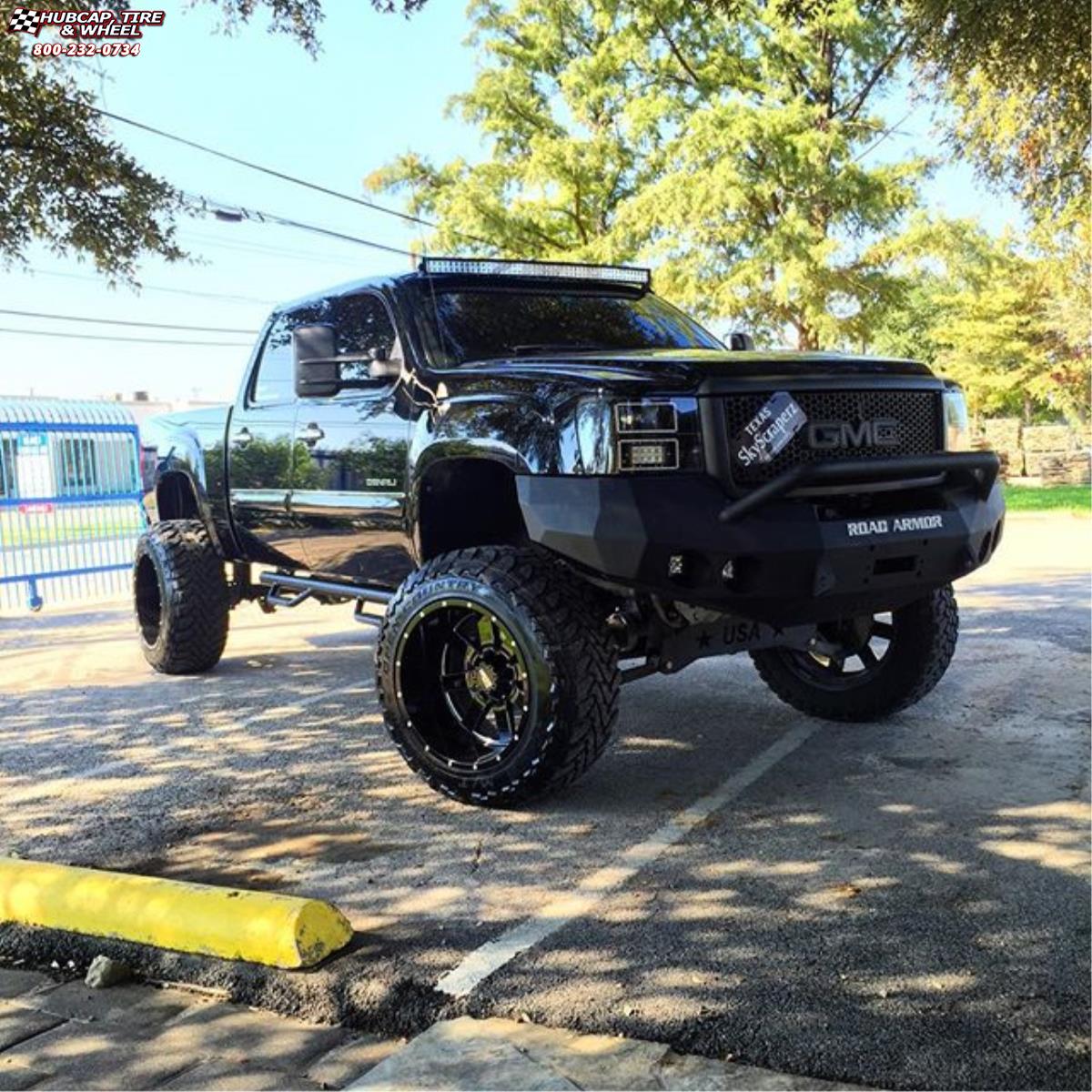 vehicle gallery/gmc sierra 2500 moto metal mo962  Gloss Black & Milled wheels and rims