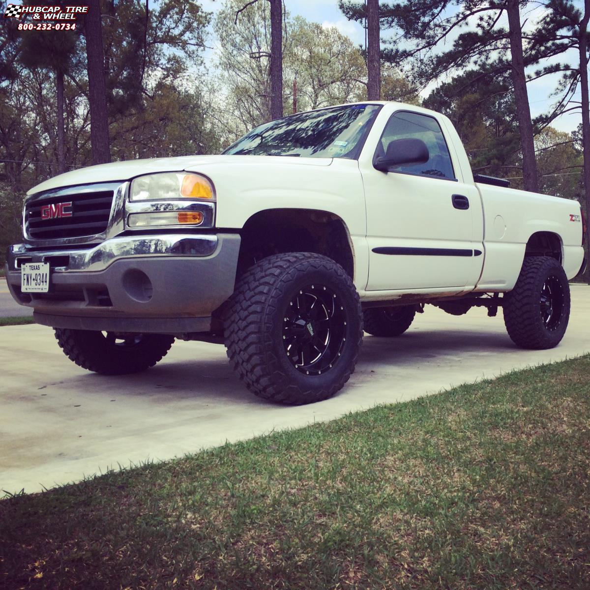 vehicle gallery/gmc sierra 1500 moto metal mo962  Gloss Black & Milled wheels and rims