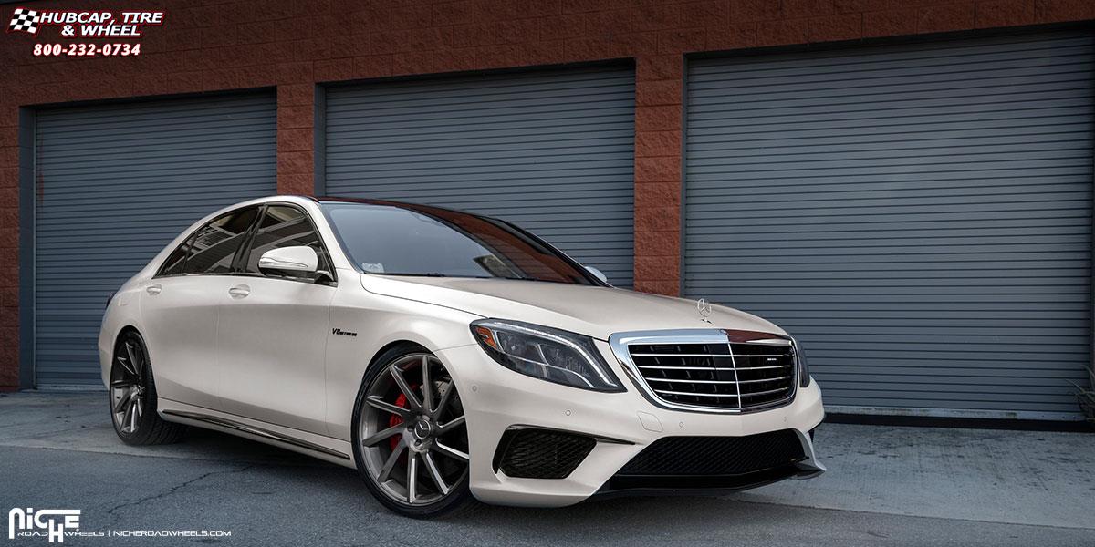 vehicle gallery/mercedes benz s63 amg niche rs10 22x9  Brushed Gloss DDT wheels and rims