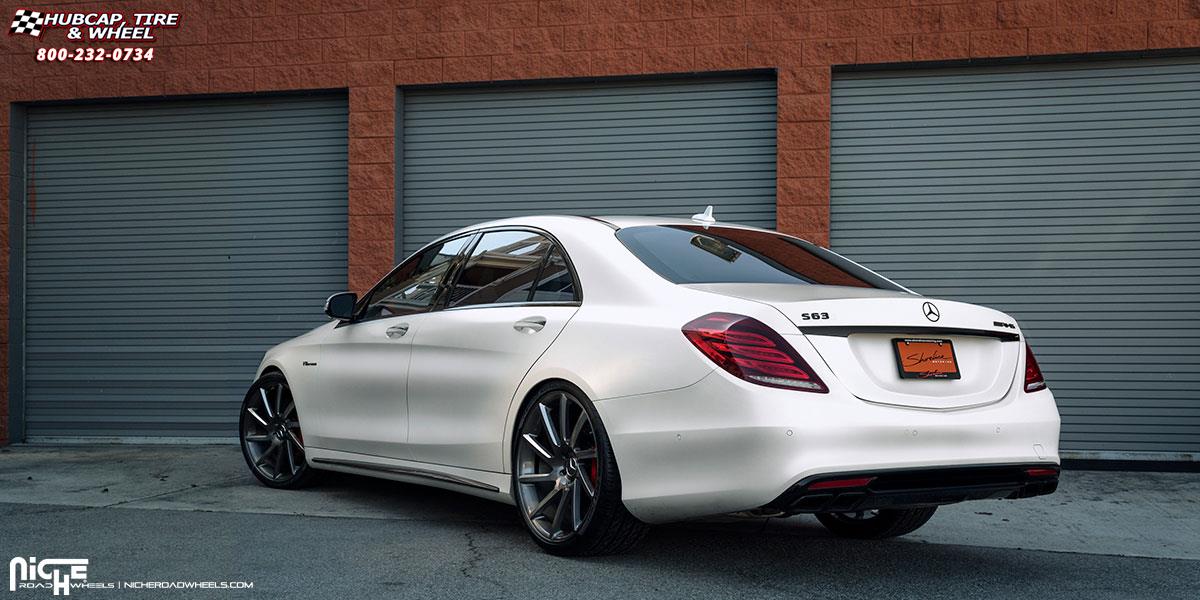 vehicle gallery/mercedes benz s63 amg niche rs10 22x9  Brushed Gloss DDT wheels and rims