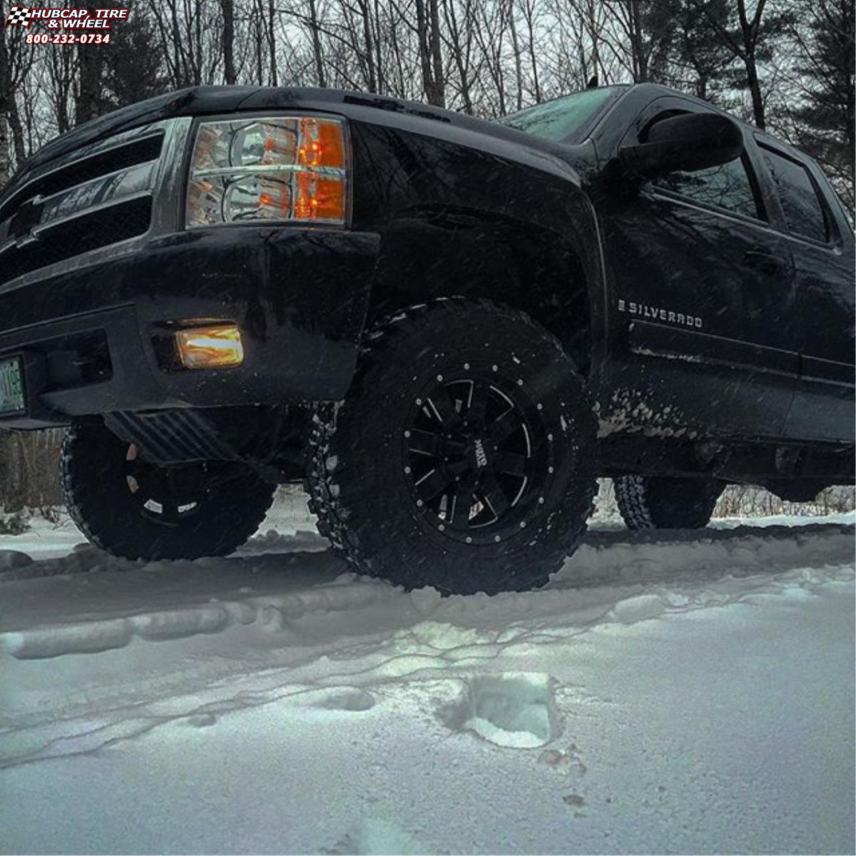 vehicle gallery/chevrolet silverado 1500 moto metal mo962  Gloss Black & Milled wheels and rims