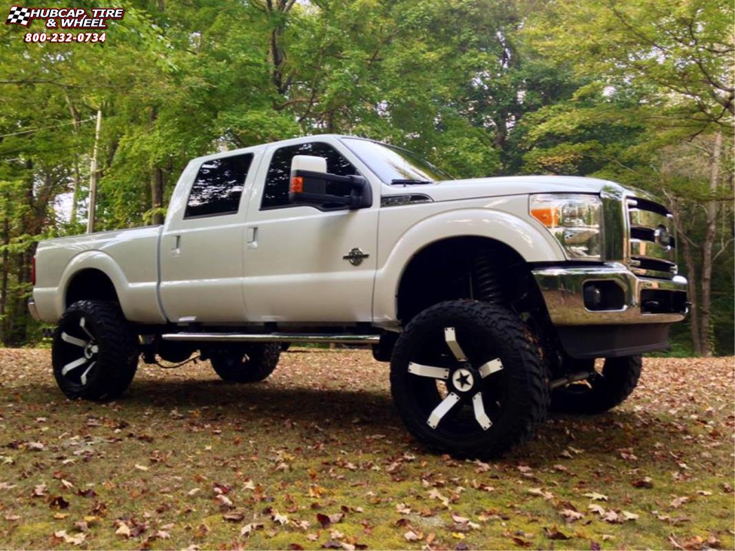 vehicle gallery/ford f 250 xd series xd811 rockstar 2  Satin Black White Inserts wheels and rims