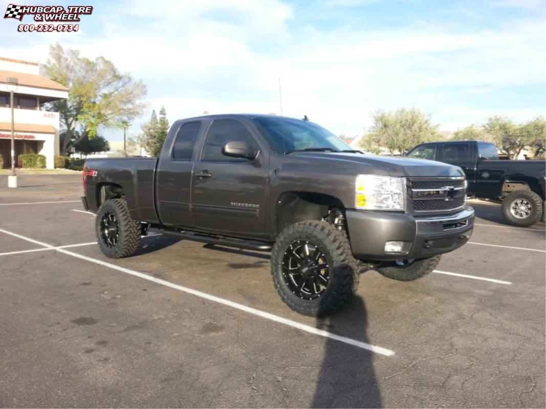 vehicle gallery/chevrolet silverado 1500 moto metal mo962  Gloss Black & Milled wheels and rims