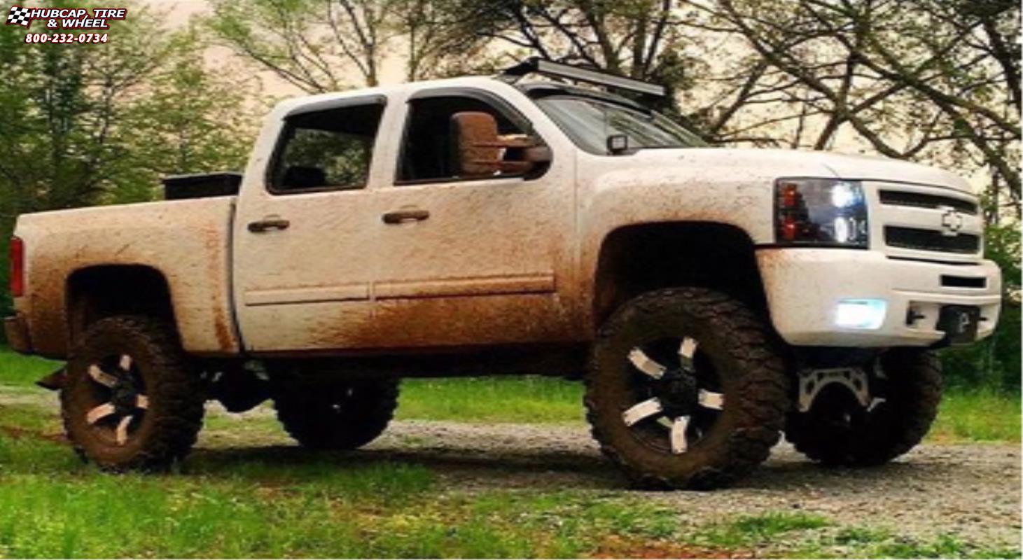 vehicle gallery/chevrolet silverado 1500 xd series xd811 rockstar 2  Satin Black White Inserts wheels and rims