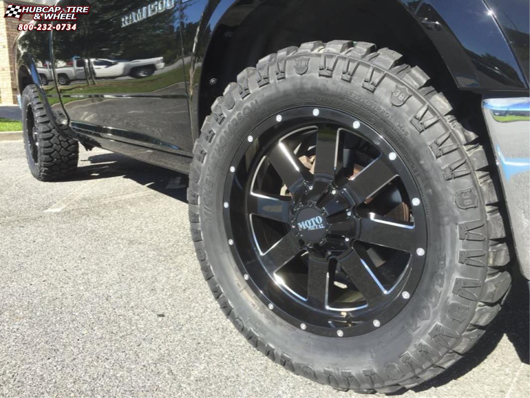 vehicle gallery/ram 1500 moto metal mo962  Gloss Black & Milled wheels and rims