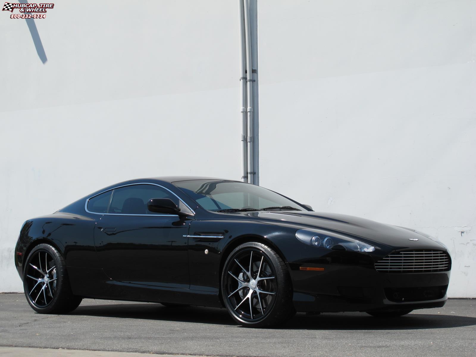 vehicle gallery/aston martin db9 niche targa 20x9  Gloss Black with Brushed Face wheels and rims