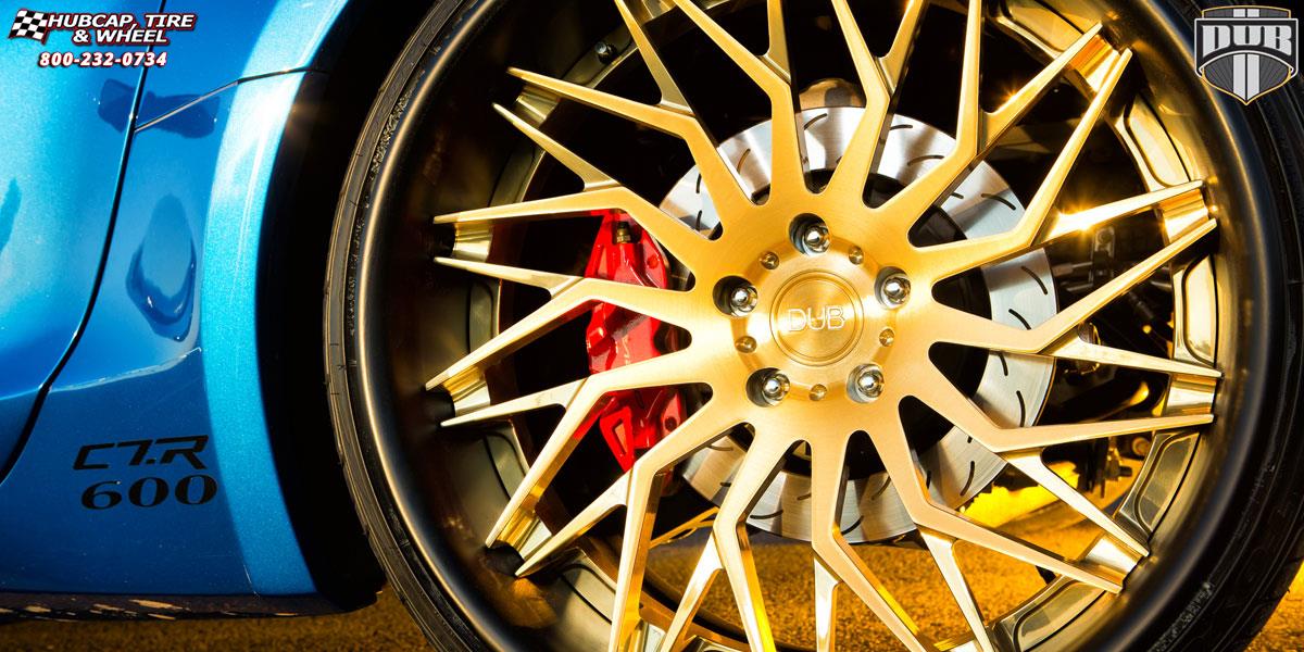 vehicle gallery/chevrolet corvette dub xa80 tryst 21X10  Brushed w/ Gloss Trans Gold, Matte Black lip wheels and rims