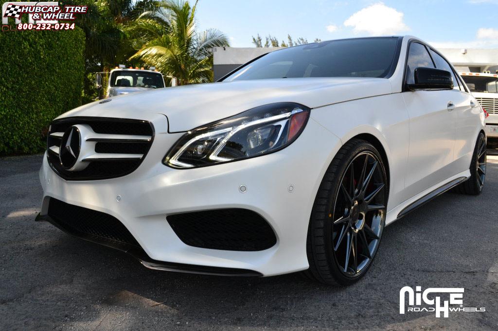 vehicle gallery/mercedes benz e550 niche vicenza m154 20x9  Black Chrome wheels and rims