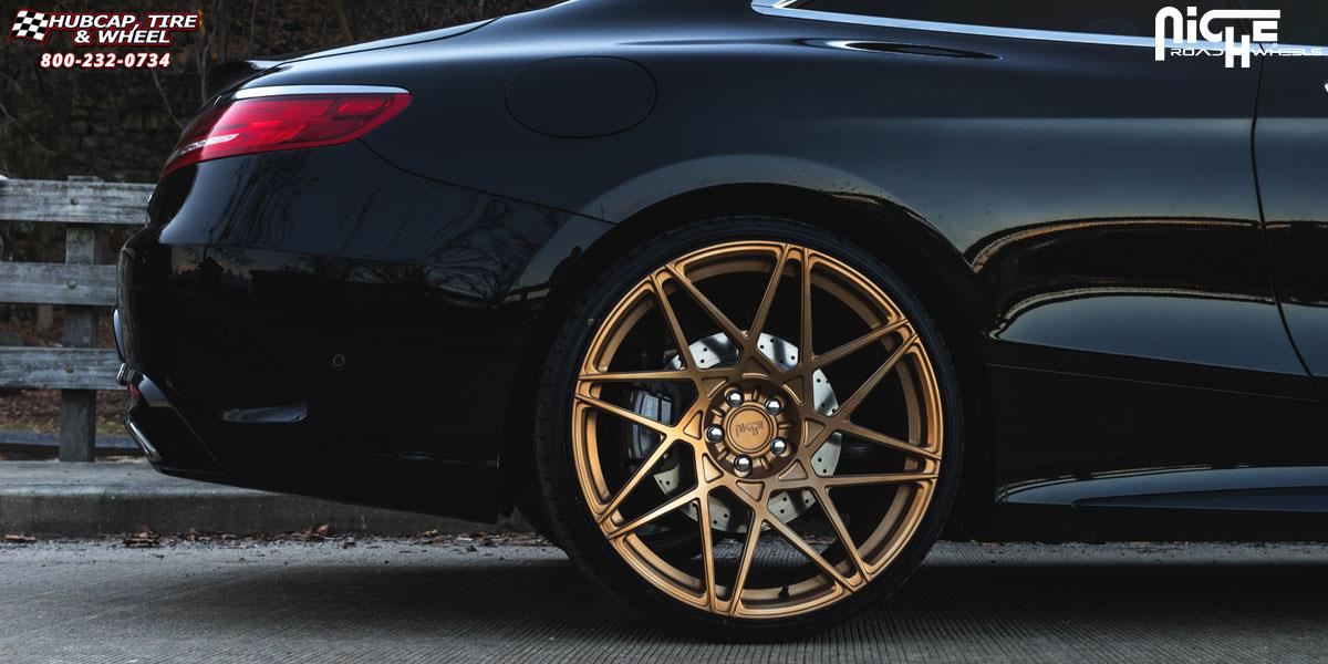 vehicle gallery/mercedes benz s550 niche alpine d 22x9  Brushed Transparent Matte Gold wheels and rims