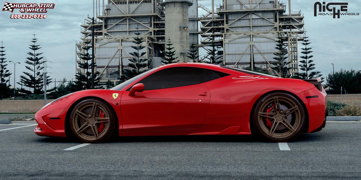 vehicle gallery/ferrari 458 speciale niche roma 20x9  Textured Bronze | Mono II wheels and rims