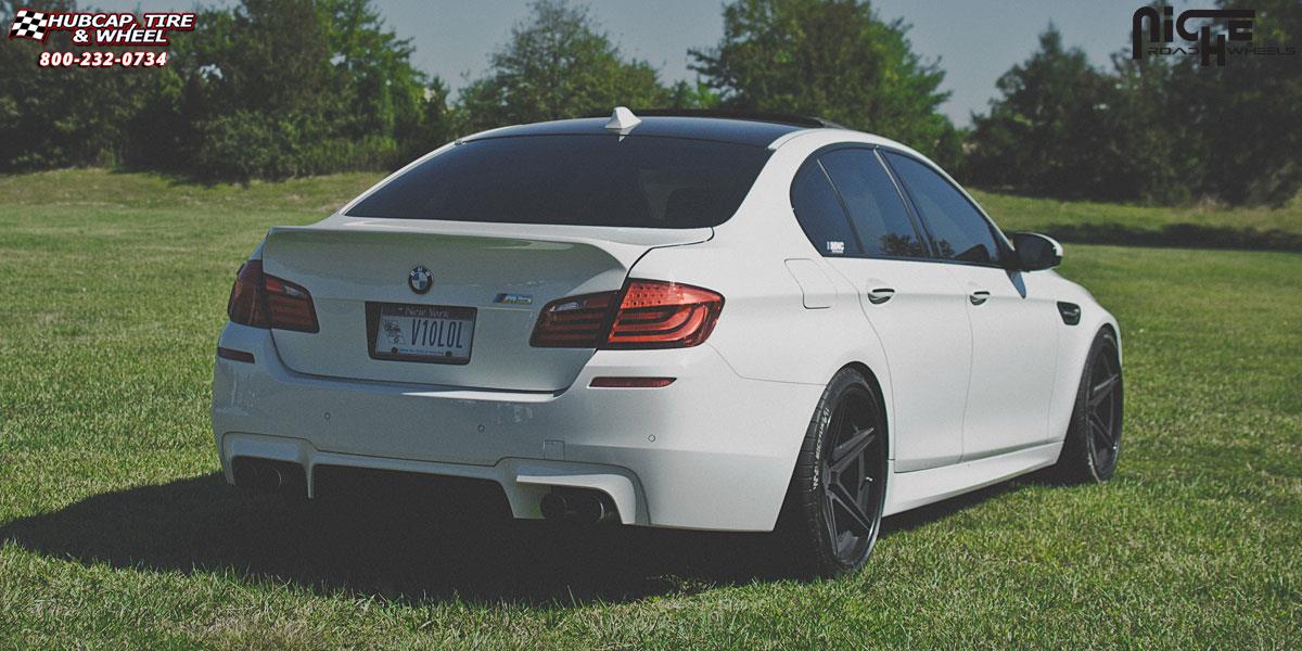 vehicle gallery/bmw m5 niche roma 20x9  Matte Black wheels and rims