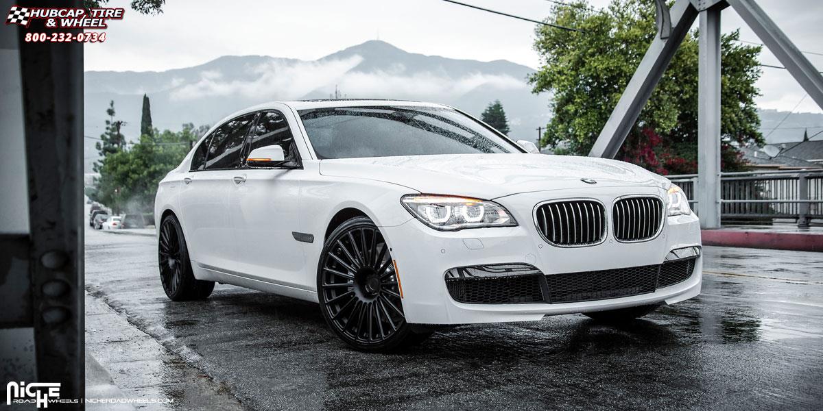 vehicle gallery/bmw 750 li niche stance  Matte Black wheels and rims