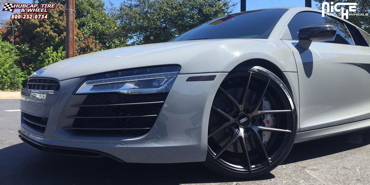 vehicle gallery/audi r8 niche targa 20x85 Brushed-Matte DDT Face | Matte Black Windows wheels and rims