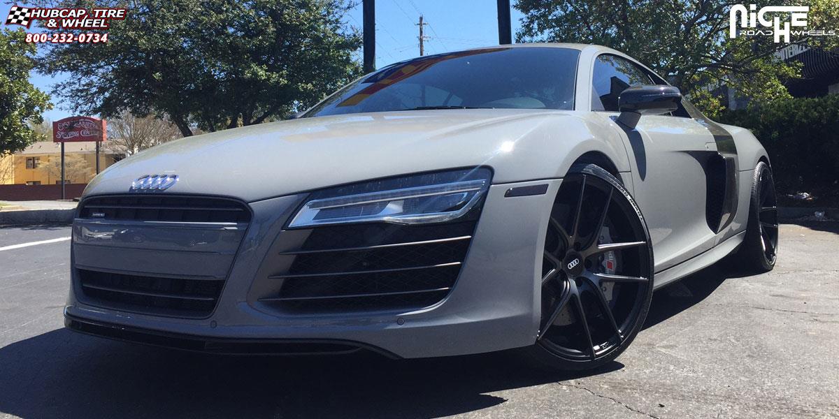 vehicle gallery/audi r8 niche targa 20x85 Brushed-Matte DDT Face | Matte Black Windows wheels and rims