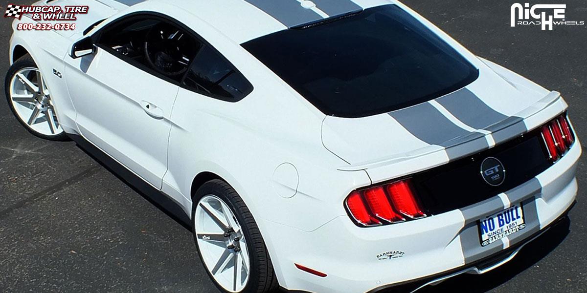 vehicle gallery/ford mustang niche verona m151 20x9  Gloss White & Machined wheels and rims